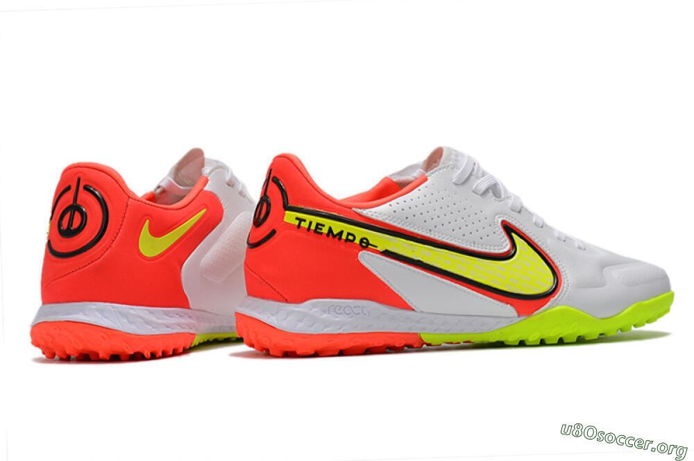 Nike React Tiempo Legend 9 Pro TF Football Shoes - White/Red/Yellow 6