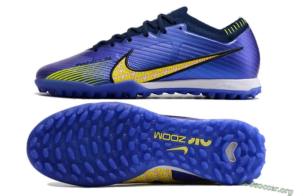 Nike Air Zoom Mercurial Vapor 15 Elite TF Football Shoes - Blue/Green/Yellow 1