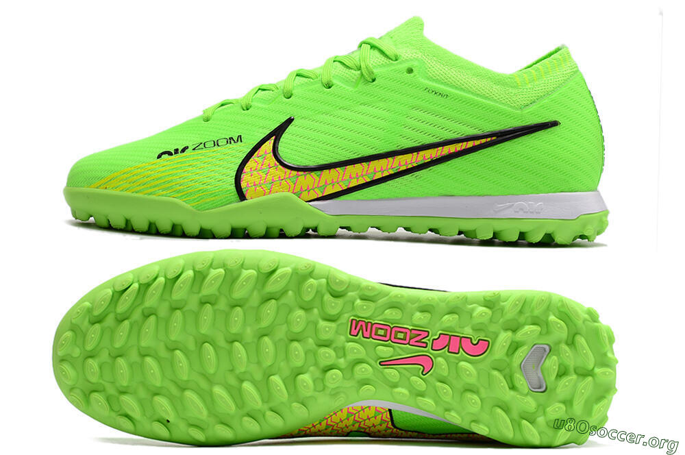 Nike Air Zoom Mercurial Vapor 15 Elite TF Football Shoes - Green/Yellow/Pink 1