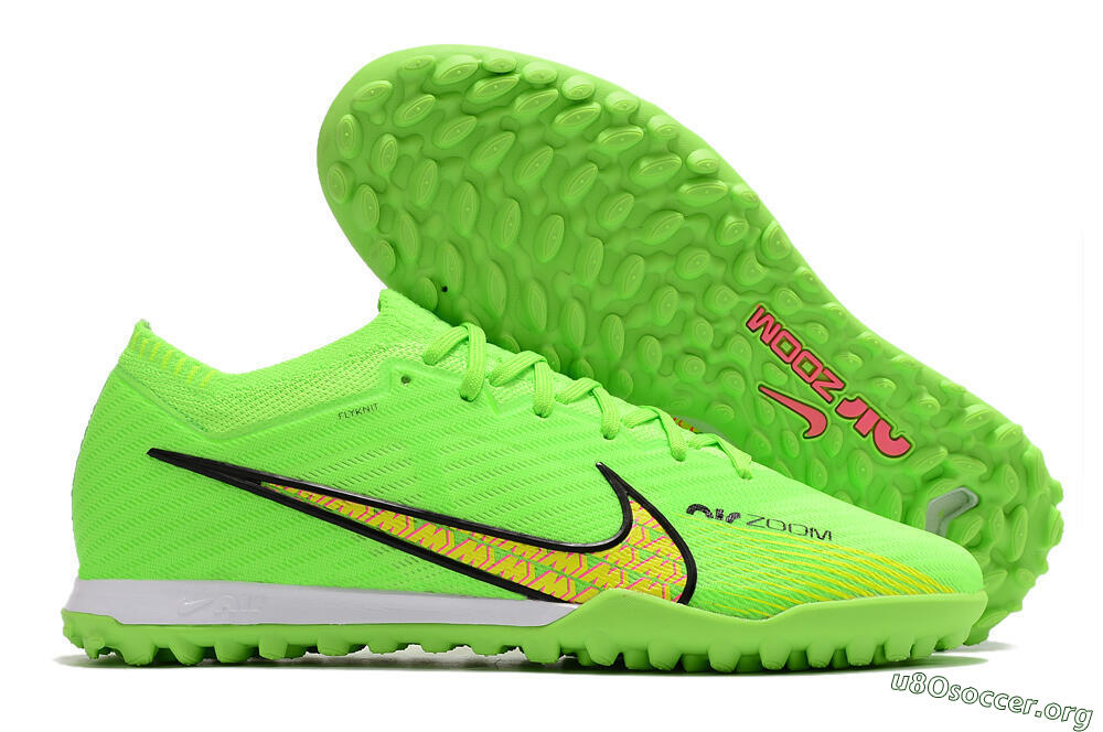 Nike Air Zoom Mercurial Vapor 15 Elite TF Football Shoes - Green/Yellow/Pink 2