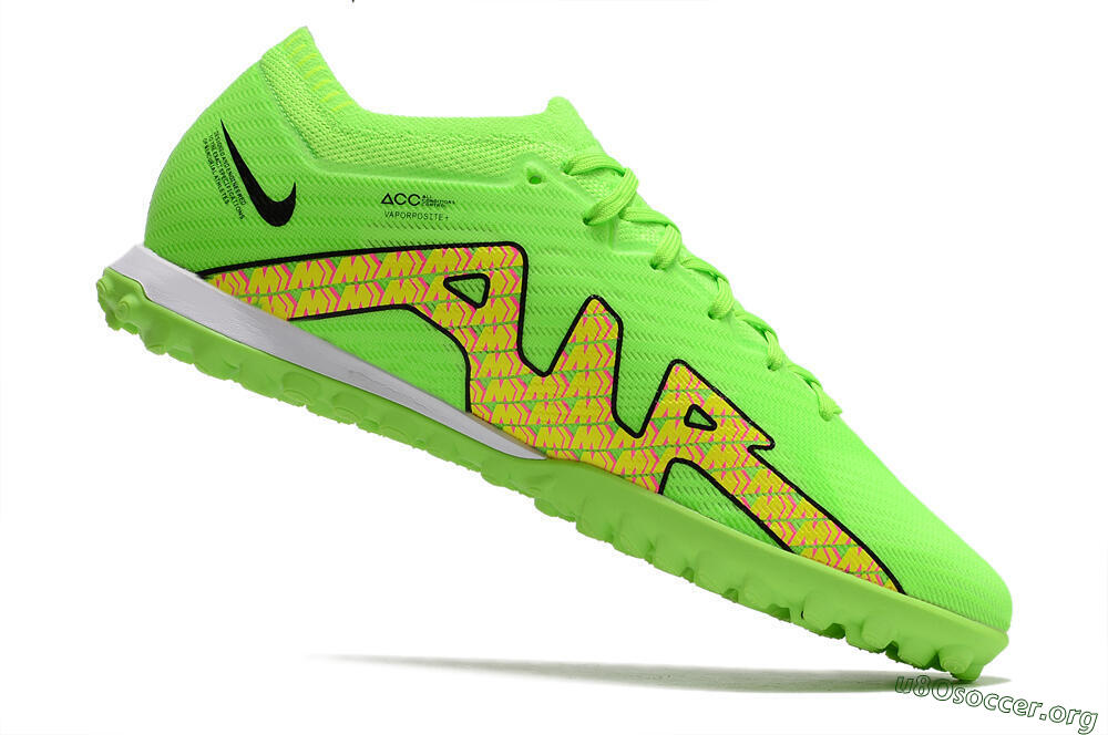 Nike Air Zoom Mercurial Vapor 15 Elite TF Football Shoes - Green/Yellow/Pink 4
