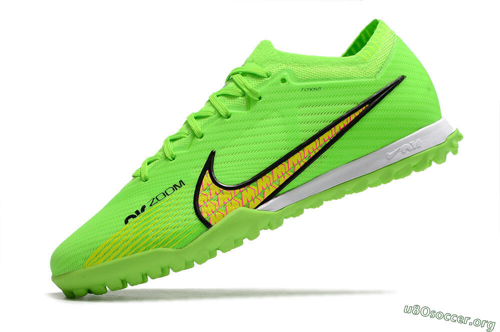 Nike Air Zoom Mercurial Vapor 15 Elite TF Football Shoes - Green/Yellow/Pink 5