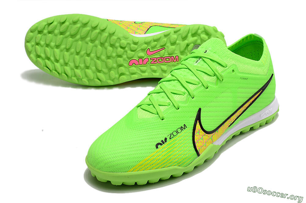 Nike Air Zoom Mercurial Vapor 15 Elite TF Football Shoes - Green/Yellow/Pink 0