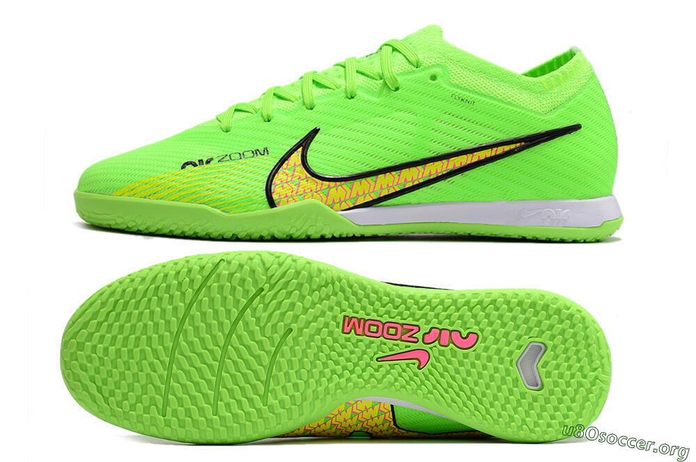 Nike Air Zoom Mercurial Vapor 15 Elite IC Football Shoes - Green/Yellow/Pink 1