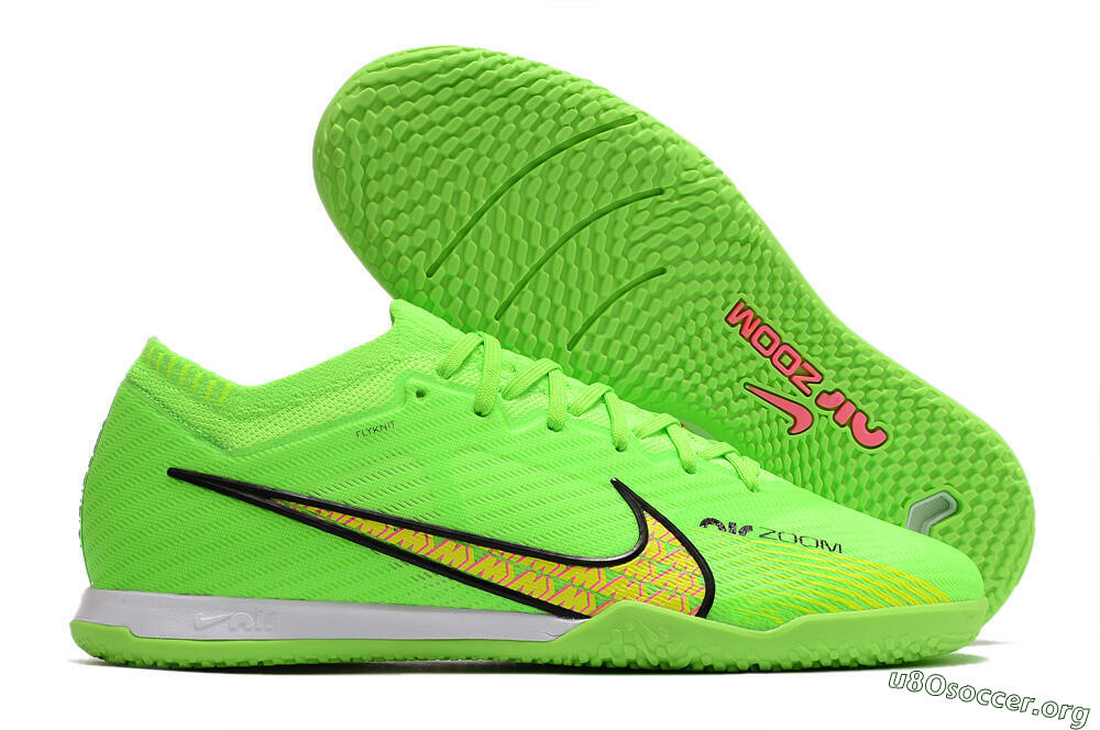 Nike Air Zoom Mercurial Vapor 15 Elite IC Football Shoes - Green/Yellow/Pink 2
