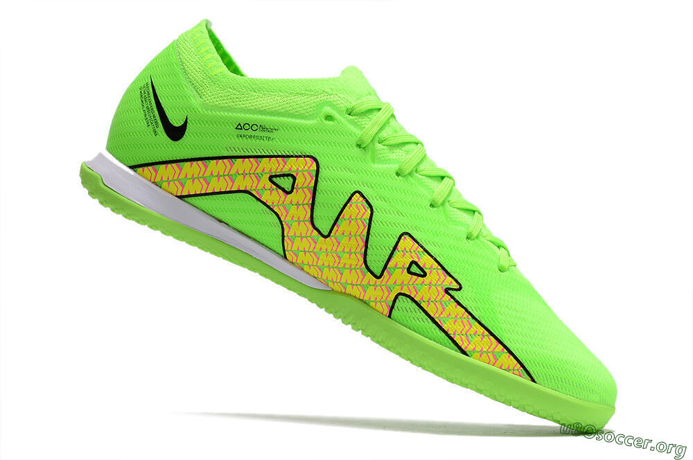 Nike Air Zoom Mercurial Vapor 15 Elite IC Football Shoes - Green/Yellow/Pink 4