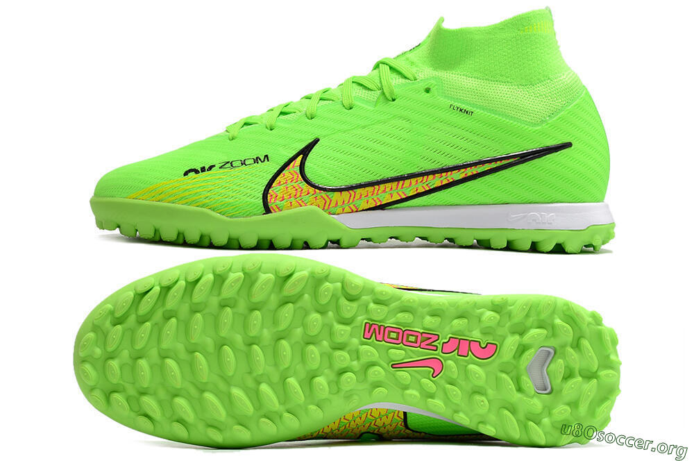 Nike Air Zoom Mercurial Superfly 9 Elite TF Football Shoes - Green/Yellow/Pink 1