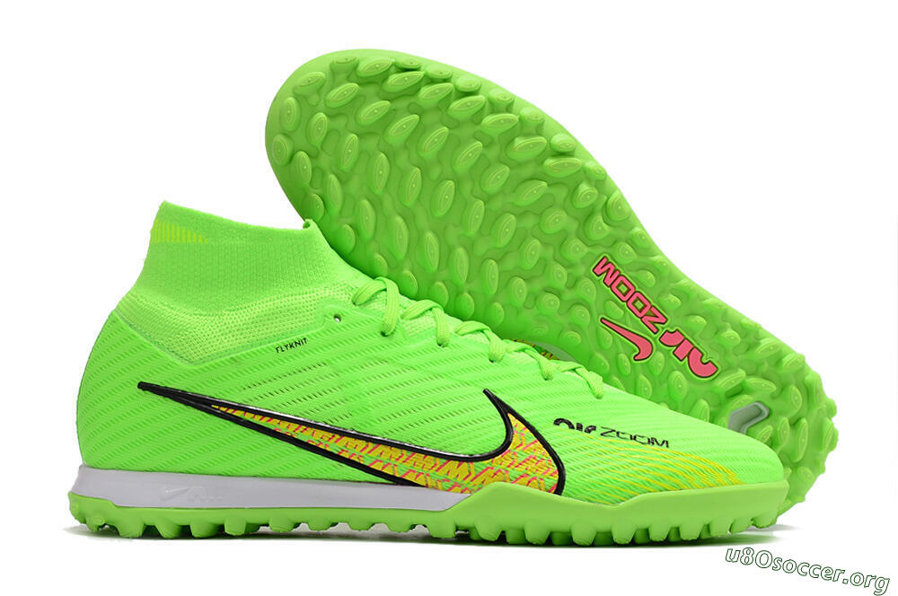 Nike Air Zoom Mercurial Superfly 9 Elite TF Football Shoes - Green/Yellow/Pink 2