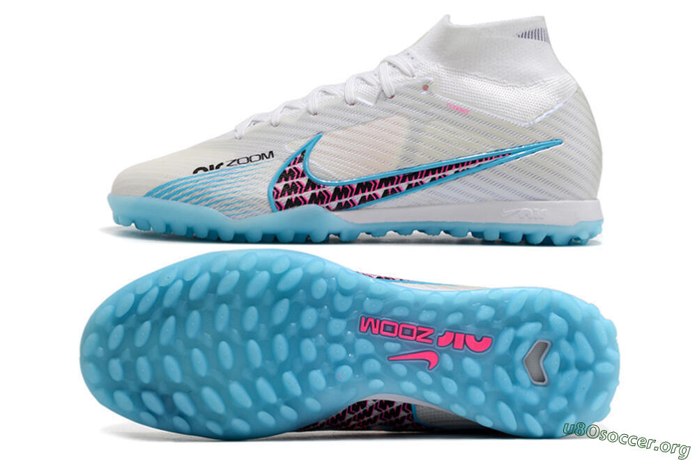 Nike Air Zoom Mercurial Superfly 9 Elite TF Football Shoes - White/Blue/Pink 1