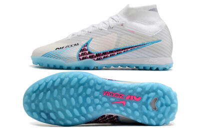 Nike Air Zoom Mercurial Superfly 9 Elite TF Football Shoes - White/Blue/Pink