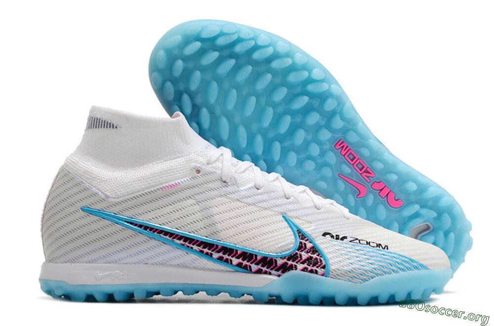 Nike Air Zoom Mercurial Superfly 9 Elite TF Football Shoes - White/Blue/Pink 2