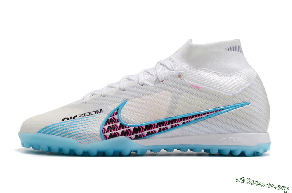 Nike Air Zoom Mercurial Superfly 9 Elite TF Football Shoes - White/Blue/Pink 3