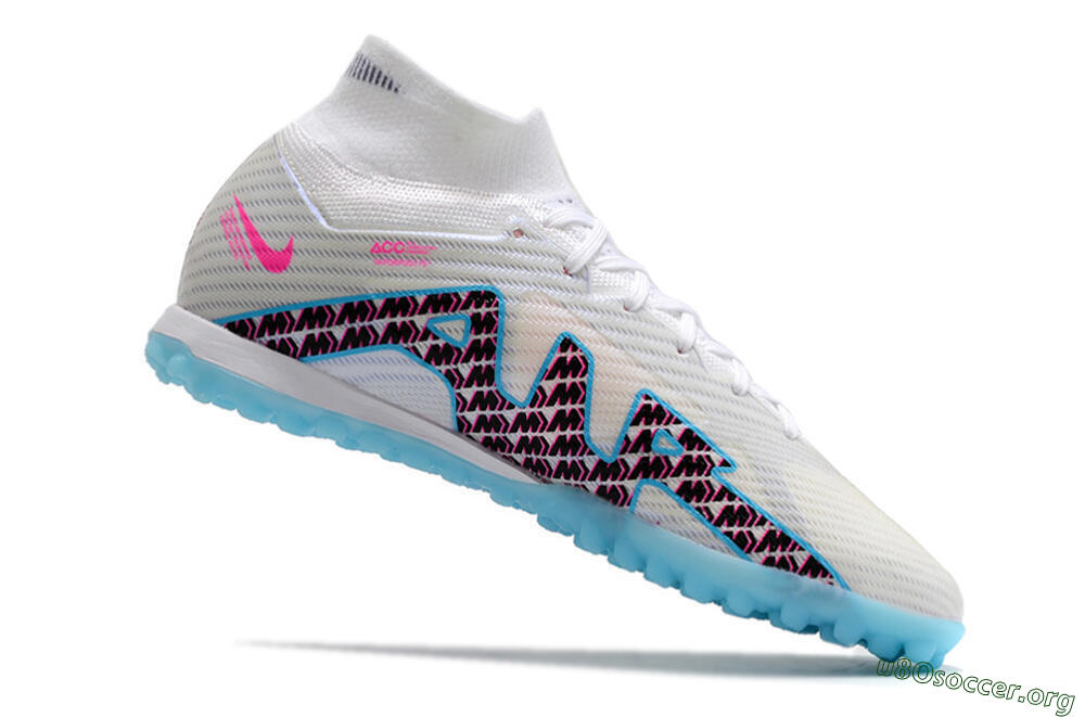 Nike Air Zoom Mercurial Superfly 9 Elite TF Football Shoes - White/Blue/Pink 4