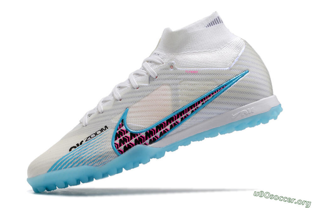 Nike Air Zoom Mercurial Superfly 9 Elite TF Football Shoes - White/Blue/Pink 5