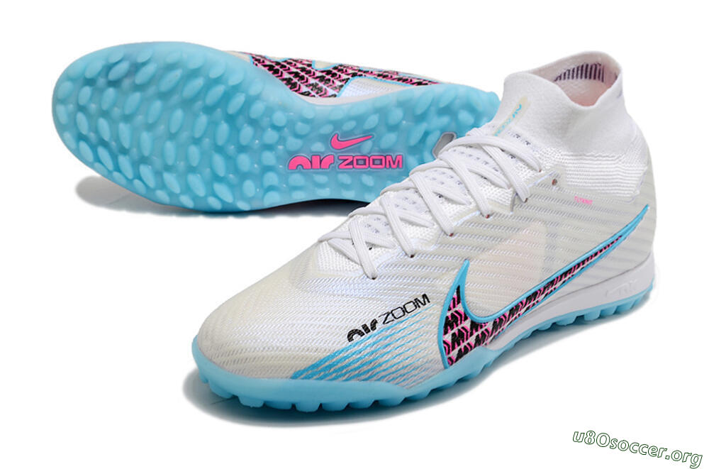 Nike Air Zoom Mercurial Superfly 9 Elite TF Football Shoes - White/Blue/Pink 0