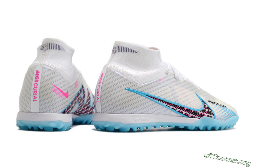 Nike Air Zoom Mercurial Superfly 9 Elite TF Football Shoes - White/Blue/Pink 6