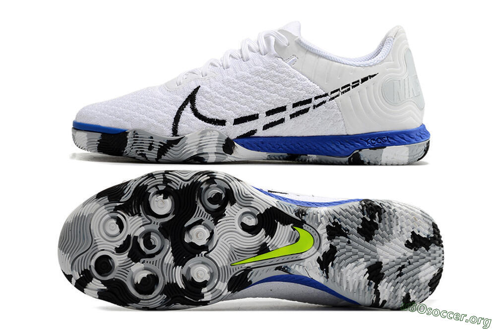 Nike Reactgato IC Football Shoes - White/Black/Blue 1