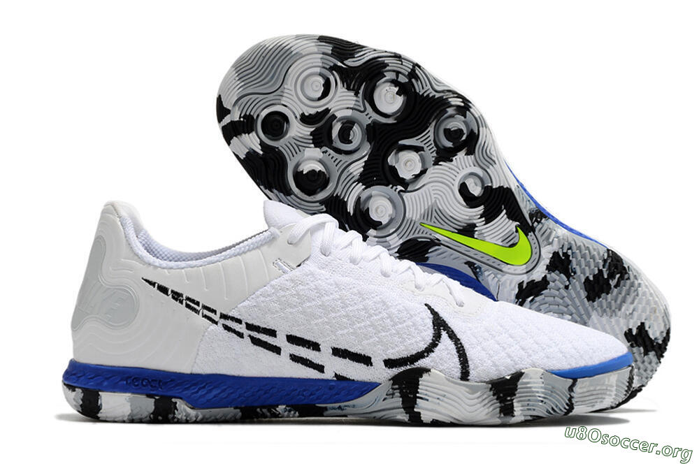 Nike Reactgato IC Football Shoes - White/Black/Blue 2