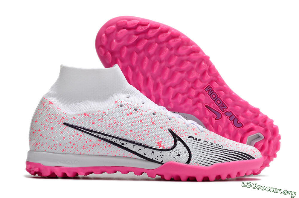 Nike Air Zoom Mercurial Superfly 9 Elite TF Football Shoes - White/Black/Pink 2