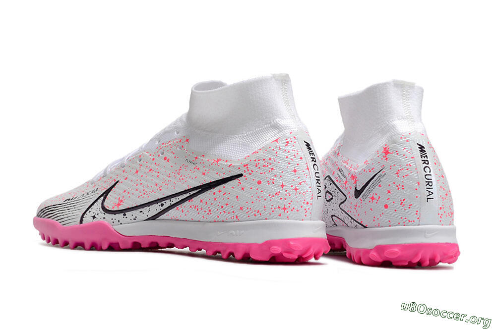 Nike Air Zoom Mercurial Superfly 9 Elite TF Football Shoes - White/Black/Pink 4