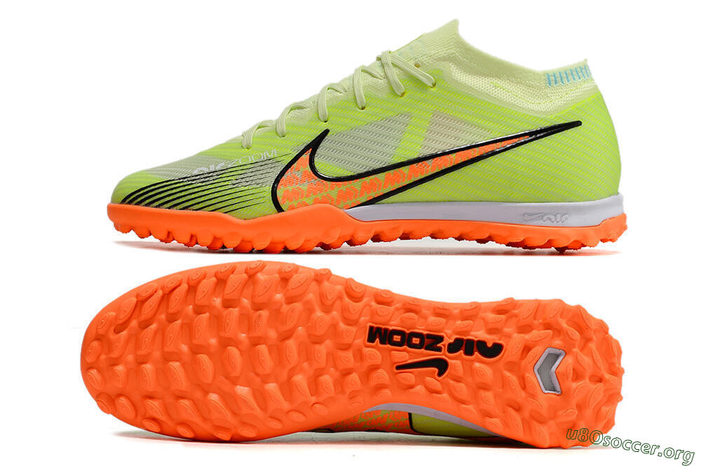 Nike Air Zoom Mercurial Vapor 15 Elite TF Football Shoes - Green/Black/Orange 1