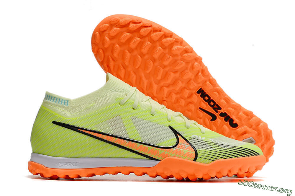 Nike Air Zoom Mercurial Vapor 15 Elite TF Football Shoes - Green/Black/Orange 2