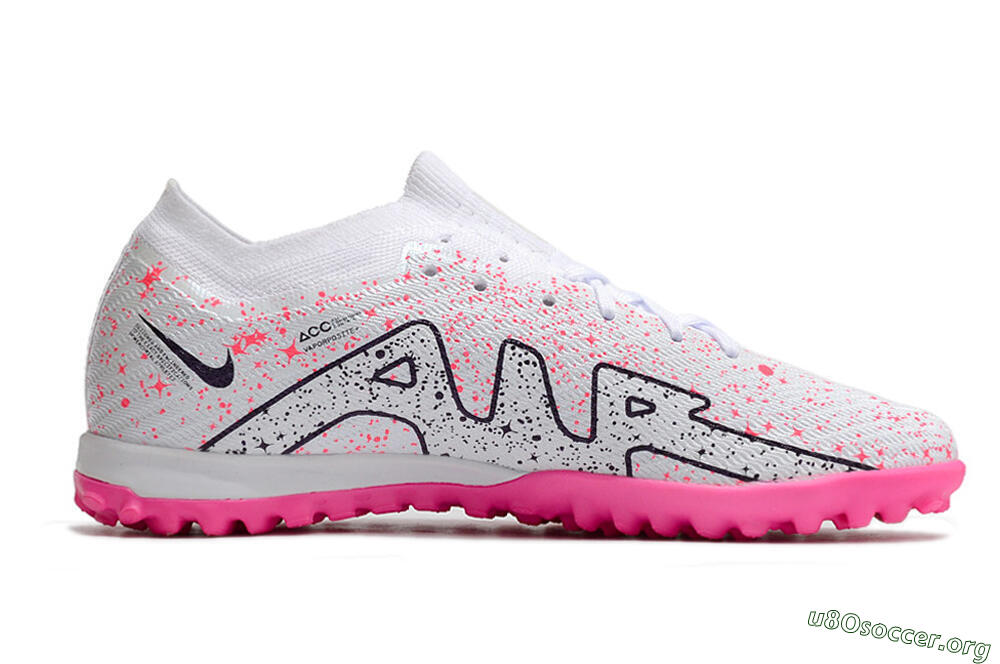 Nike Air Zoom Mercurial Vapor 15 Elite TF Football Shoes - White/Black/Pink 4