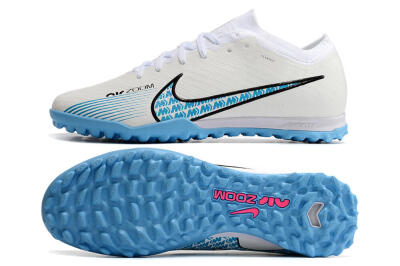 Nike Air Zoom Mercurial Vapor 15 Elite TF Football Shoes - White/Blue/Black
