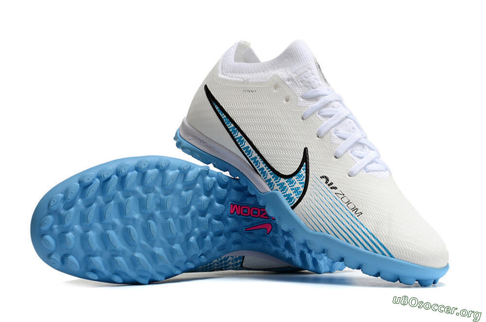 Nike Air Zoom Mercurial Vapor 15 Elite TF Football Shoes - White/Blue/Black 0