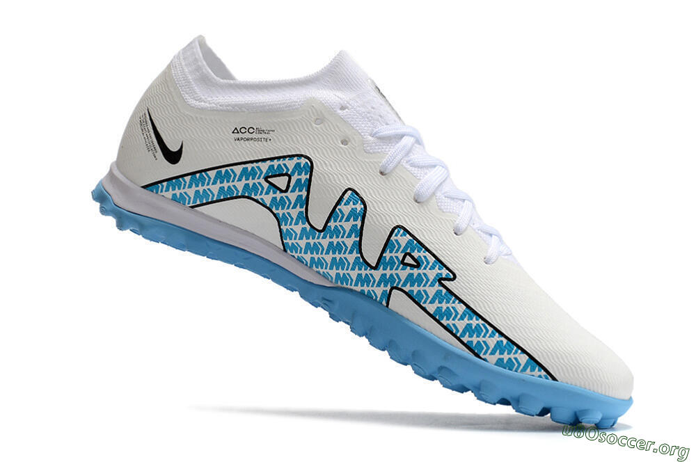 Nike Air Zoom Mercurial Vapor 15 Elite TF Football Shoes - White/Blue/Black 4