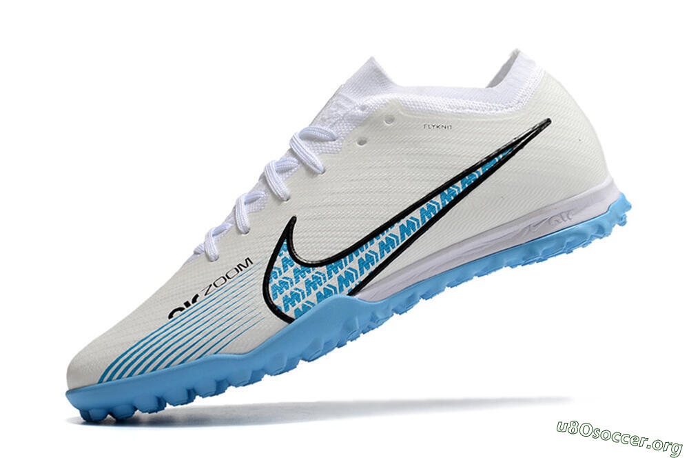 Nike Air Zoom Mercurial Vapor 15 Elite TF Football Shoes - White/Blue/Black 5