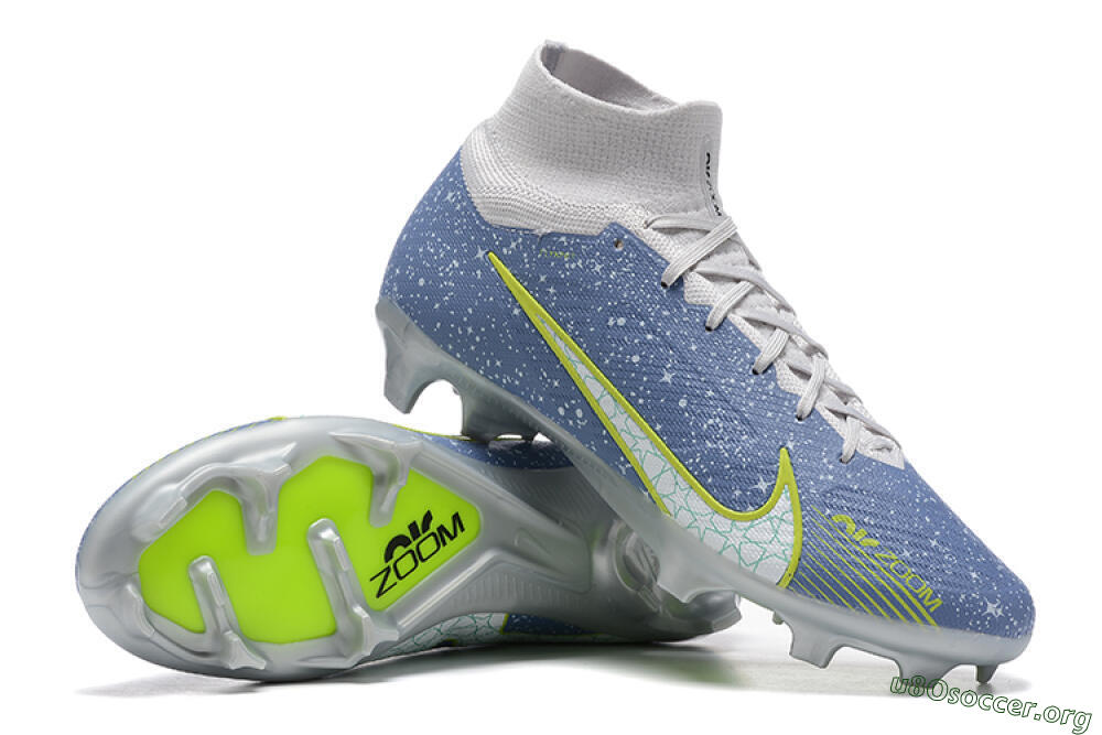 Nike Air Zoom Mercurial Superfly 9 Elite FG Football Boots - Blue/White/Green 4