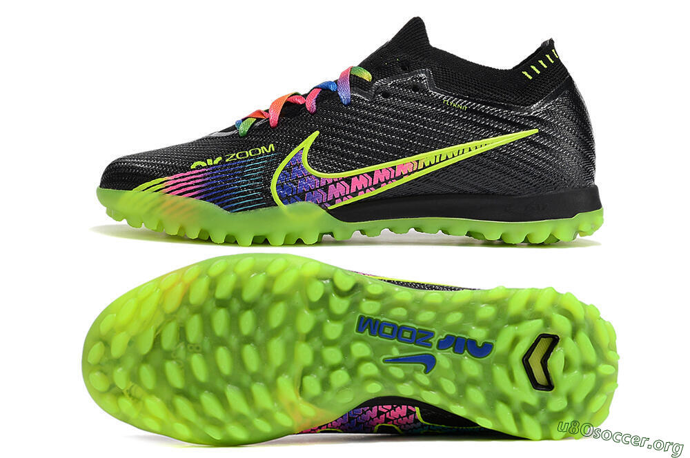 Nike Air Zoom Mercurial Vapor 15 Elite TF Football Shoes - Black/Green/Pink 1