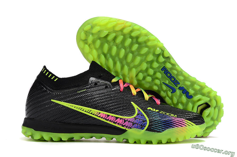 Nike Air Zoom Mercurial Vapor 15 Elite TF Football Shoes - Black/Green/Pink 2