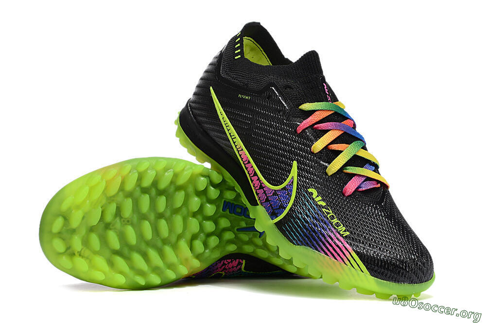 Nike Air Zoom Mercurial Vapor 15 Elite TF Football Shoes - Black/Green/Pink 4