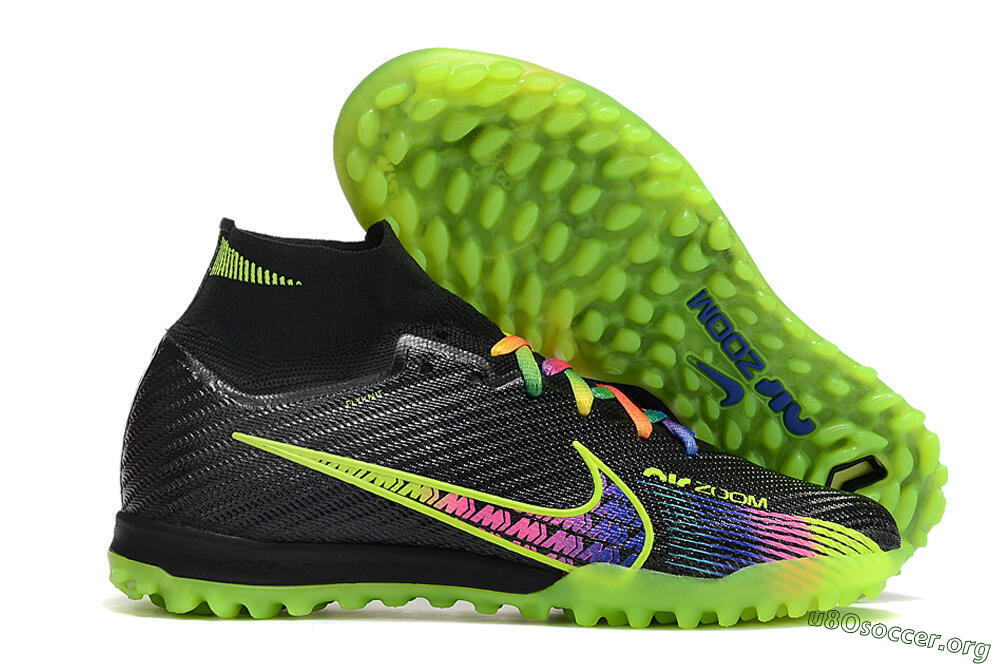Nike Air Zoom Mercurial Superfly 9 Elite TF Football Shoes - Black/Green/Pink 2