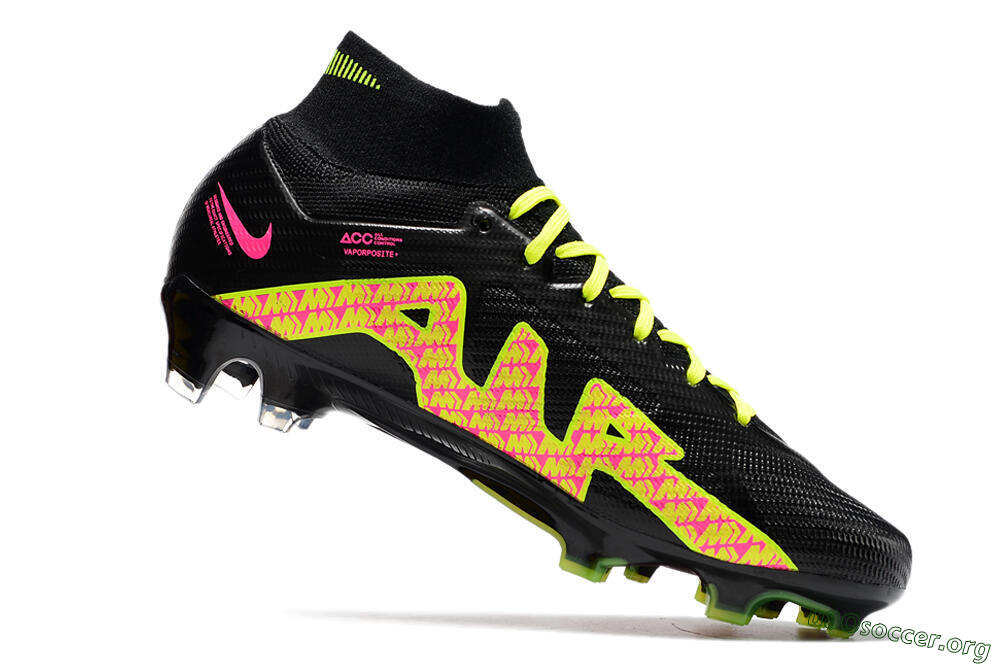 Nike Air Zoom Mercurial Superfly 9 Elite FG Football Boots - Black/Yellow/Pink 4