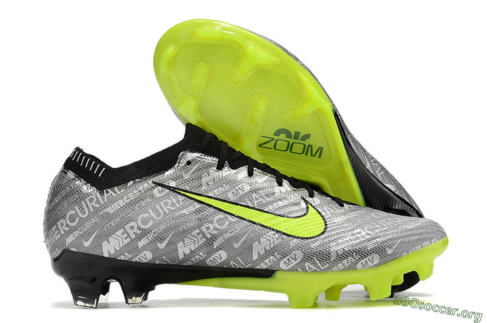 Nike AIR Zoom Mercurial Vapor 15 Elite FG Football Boots - Silver/Green/Black 2