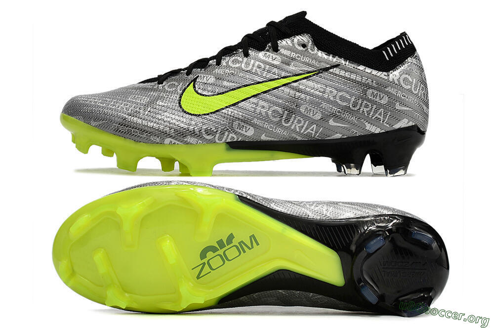 Nike AIR Zoom Mercurial Vapor 15 Elite FG Football Boots - Silver/Green/Black 1