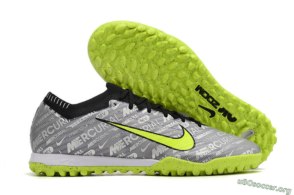 Nike Air Zoom Mercurial Vapor Elite TF Football Shoes - Grey/Black/Yellow 2
