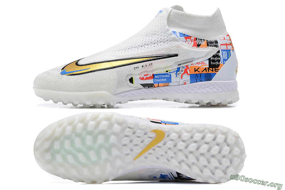 Harry Kane x Nike Phantom GX Elite DF Link TF Football Shoes - White/Gold/Black 1