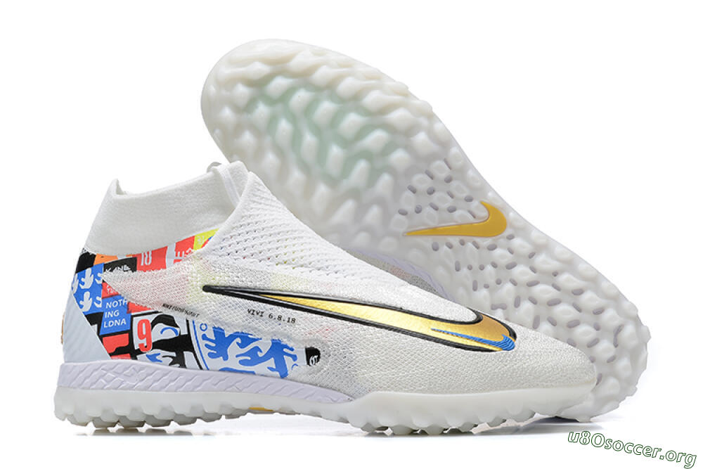 Harry Kane x Nike Phantom GX Elite DF Link TF Football Shoes - White/Gold/Black 2