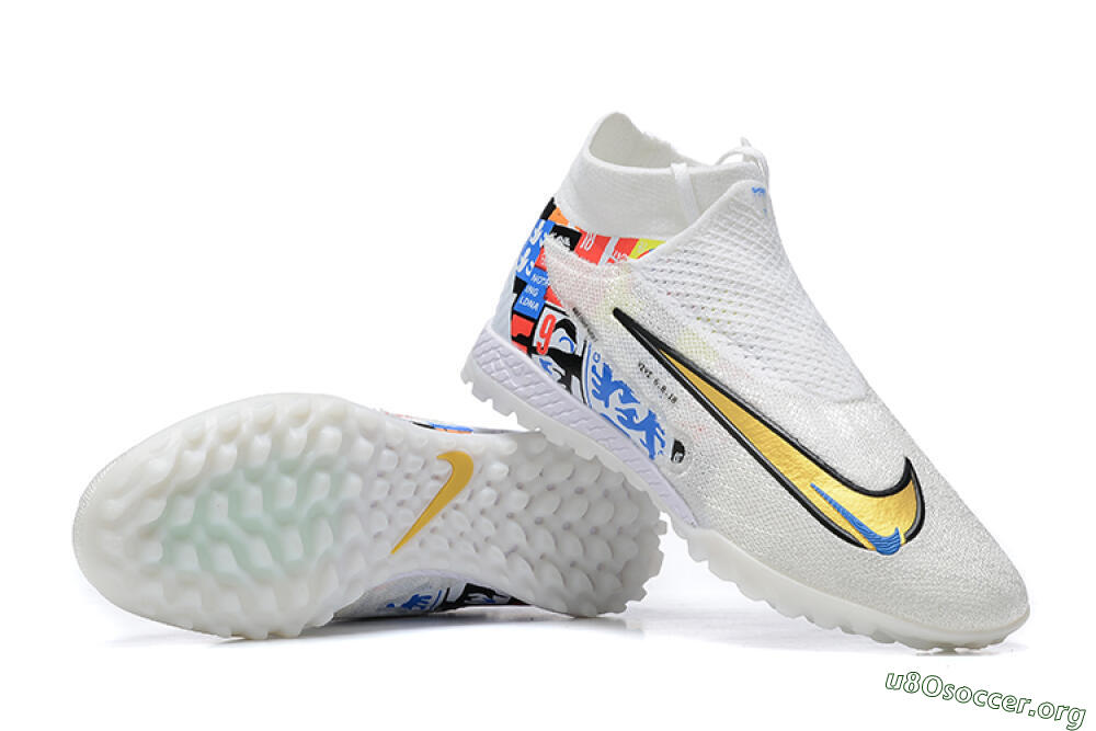 Harry Kane x Nike Phantom GX Elite DF Link TF Football Shoes - White/Gold/Black 4