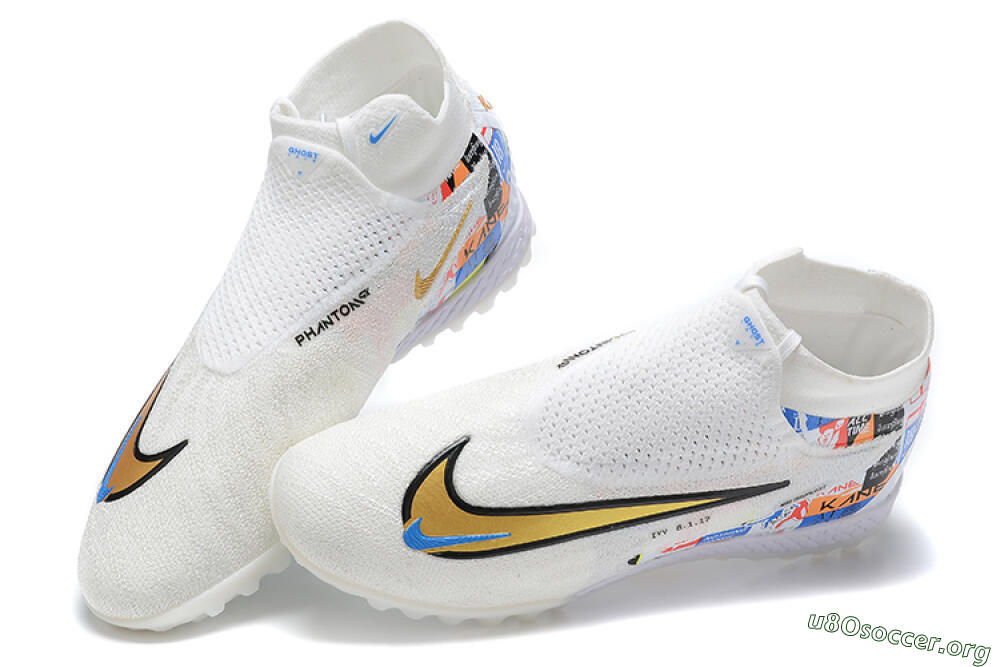 Harry Kane x Nike Phantom GX Elite DF Link TF Football Shoes - White/Gold/Black 5
