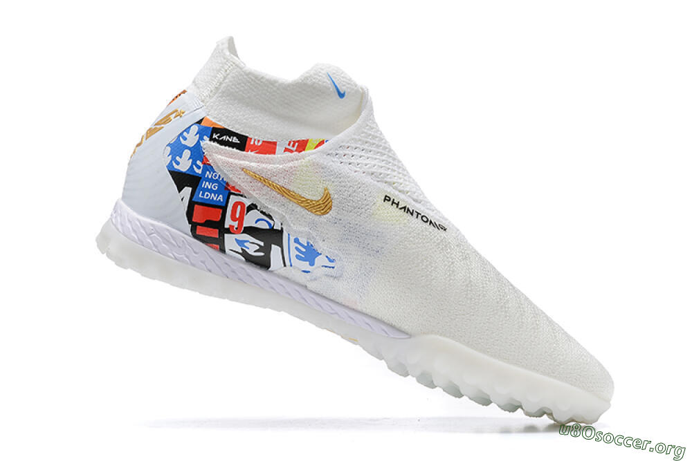 Harry Kane x Nike Phantom GX Elite DF Link TF Football Shoes - White/Gold/Black 6