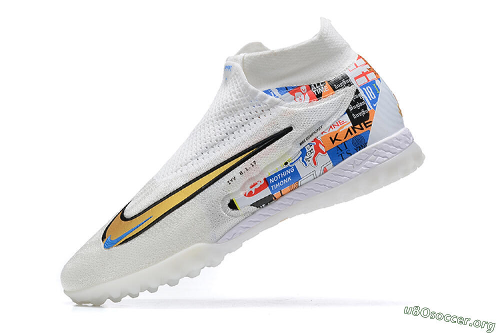 Harry Kane x Nike Phantom GX Elite DF Link TF Football Shoes - White/Gold/Black 7