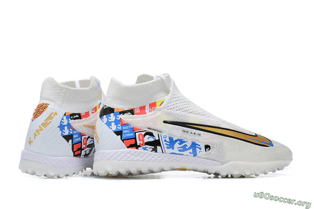 Harry Kane x Nike Phantom GX Elite DF Link TF Football Shoes - White/Gold/Black 8