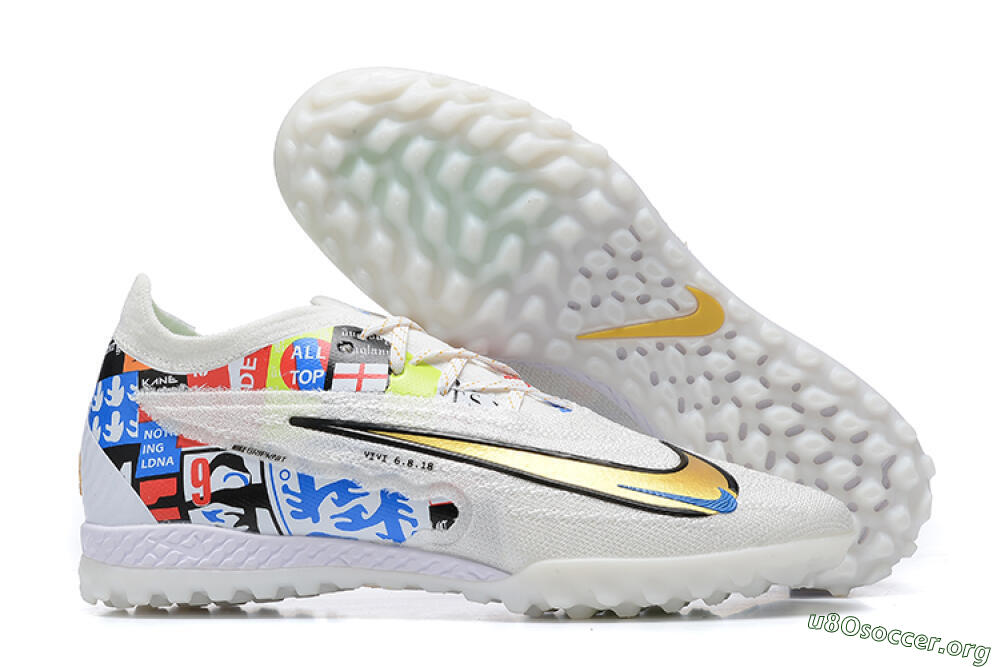 Harry Kane x Nike Phantom GX Elite TF Football Shoes - White/Gold/Black 2