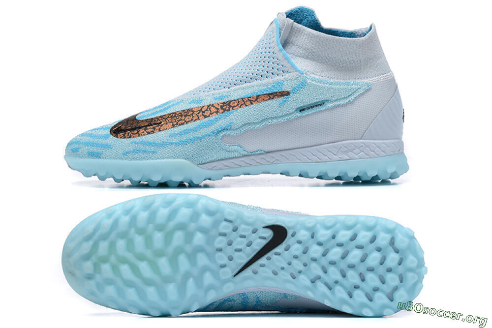 Nike Phantom GX Elite DF Link TF Football Shoes - Grey/Blue/Black 1