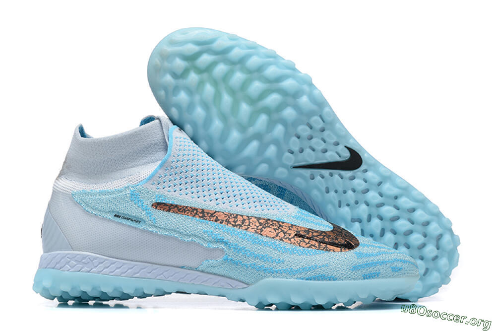 Nike Phantom GX Elite DF Link TF Football Shoes - Grey/Blue/Black 2